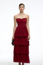 Allegra Burgundy Tiered Ruffled Maxi Dress