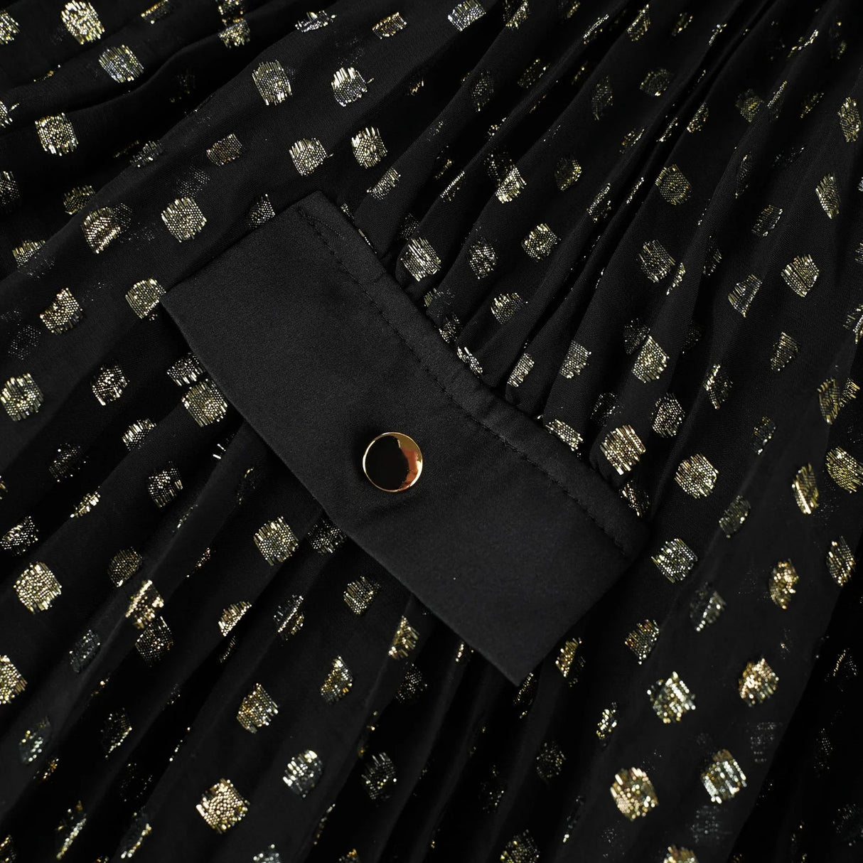 Aloïse Black Polka Dot Pleated Midi Dress