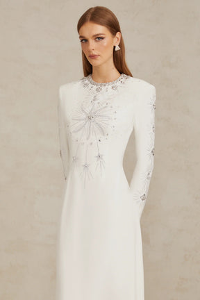 Aloïse White Embellished Maxi Gown