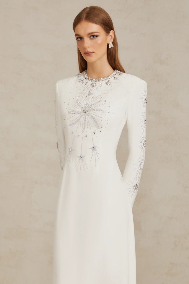 Aloïse White Embellished Maxi Gown