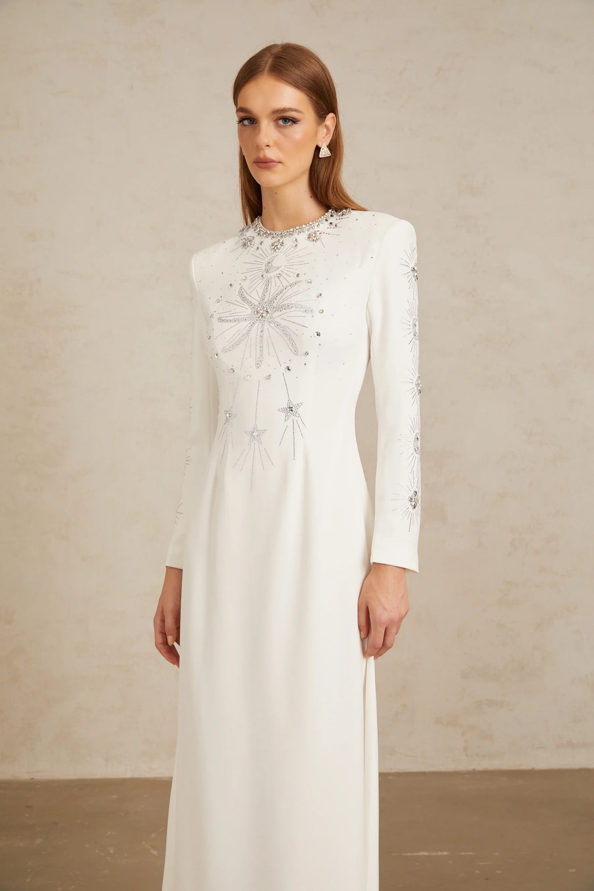 Aloïse White Embellished Maxi Gown