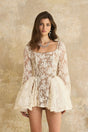 Alva Neutral Floral Lace Mini Dress