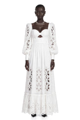 Amandine White CutOut Puff Sleeve Maxi Dress