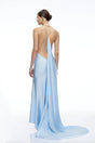 Amara Blue Satin Cowl Neck Maxi Dress