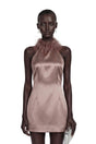 Amara Khaki Mini Dress with Feather Trim