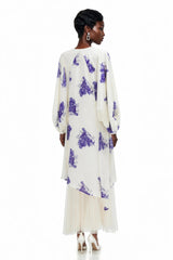 Amara White Floral Print Asymmetrical Maxi Dress