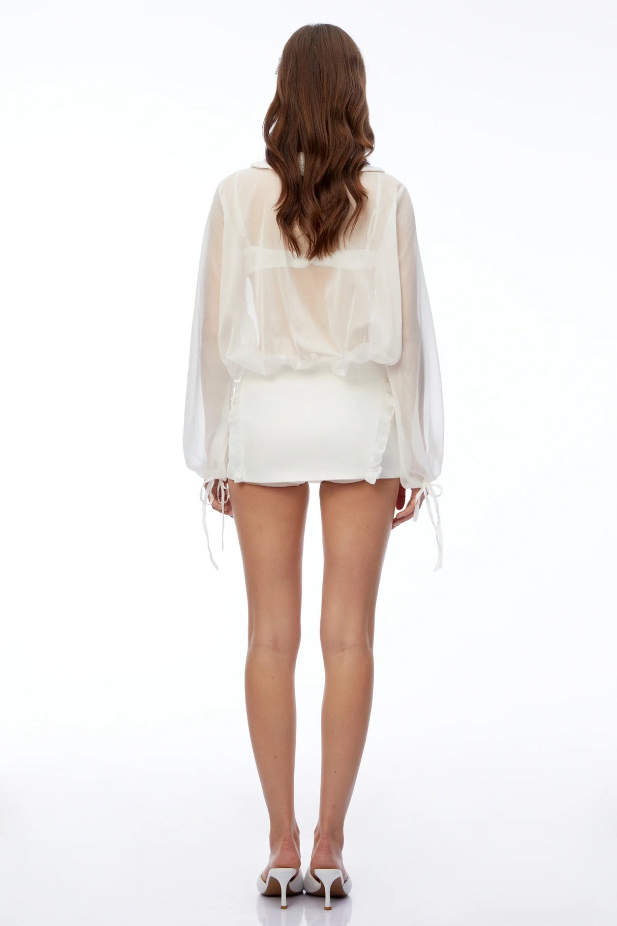 Amara White Mini Dress with Ruffled Trim