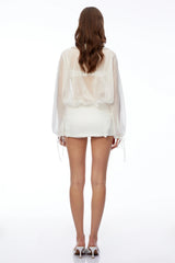 Amara White Mini Dress with Ruffled Trim