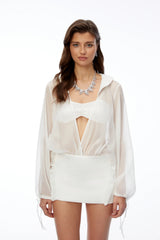 Amara White Mini Dress with Ruffled Trim