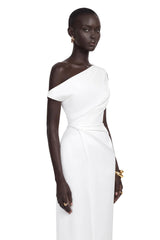 Amarante White One Shoulder Asymmetrical Midi Dress