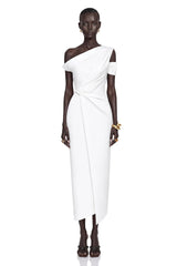 Amarante White One Shoulder Asymmetrical Midi Dress