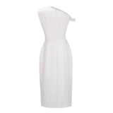 Amarante White One Shoulder Asymmetrical Midi Dress