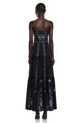 Amarinthe Black Embroidered Maxi Dress with Spaghetti Straps