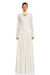 Amaris Neutral Ribbed Knit Long Sleeves Maxi Dress