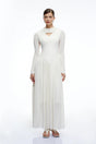Amaris Neutral Ribbed Knit Long Sleeves Maxi Dress