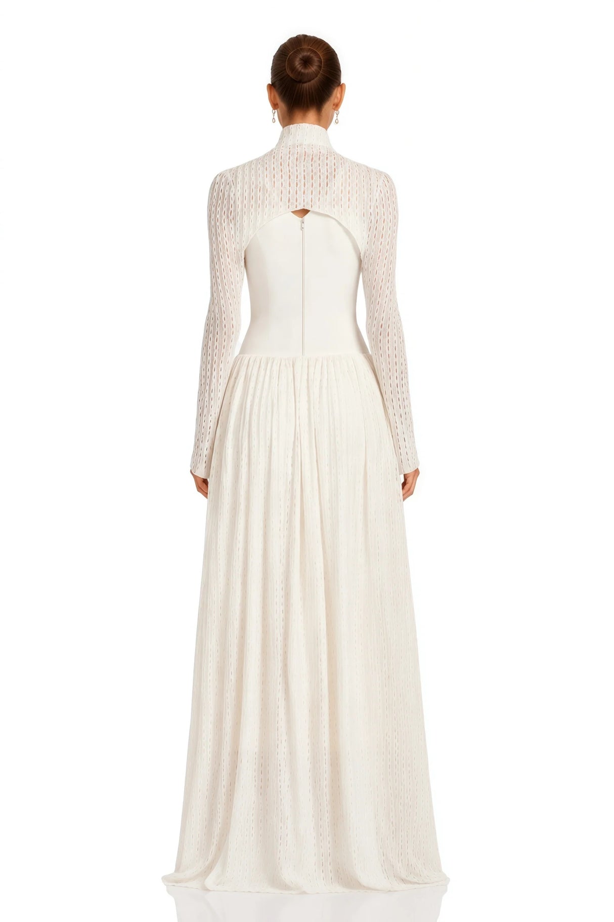 Amaris Neutral Ribbed Knit Long Sleeves Maxi Dress