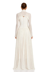 Amaris Neutral Ribbed Knit Long Sleeves Maxi Dress