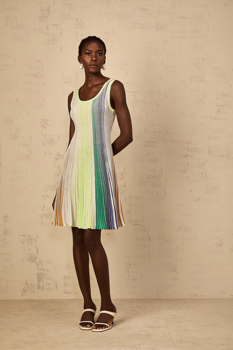Amaryllis Green Sequin Striped Knit Mini Dress