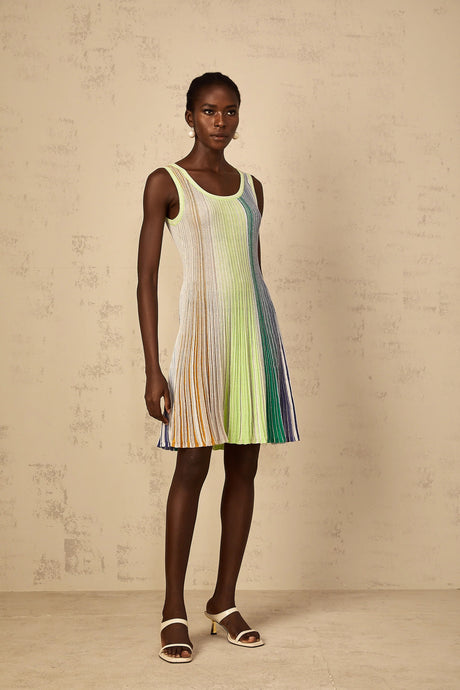 Amaryllis Green Sequin Striped Knit Mini Dress