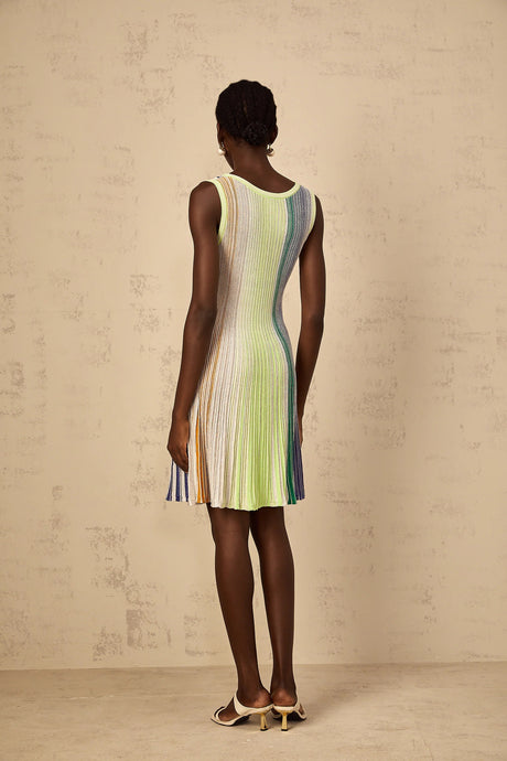 Amaryllis Green Sequin Striped Knit Mini Dress