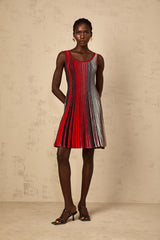 Amaryllis Red Sequin Striped Knit Mini Dress