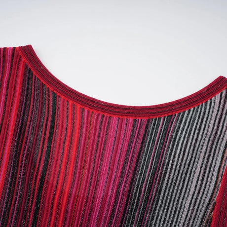 Amaryllis Red Sequin Striped Knit Mini Dress