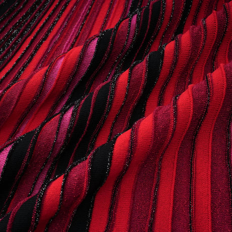 Amaryllis Red Sequin Striped Knit Mini Dress