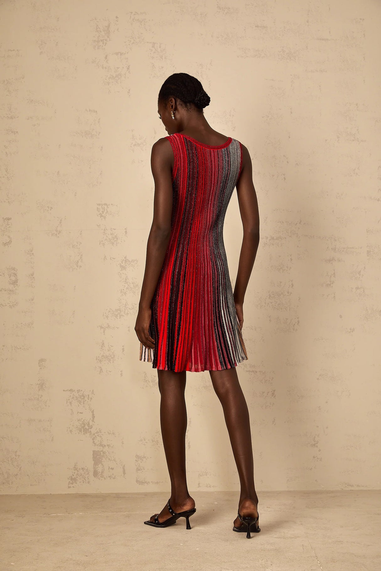 Amaryllis Red Sequin Striped Knit Mini Dress