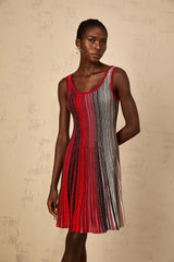 Amaryllis Red Sequin Striped Knit Mini Dress