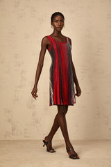 Amaryllis Red Sequin Striped Knit Mini Dress