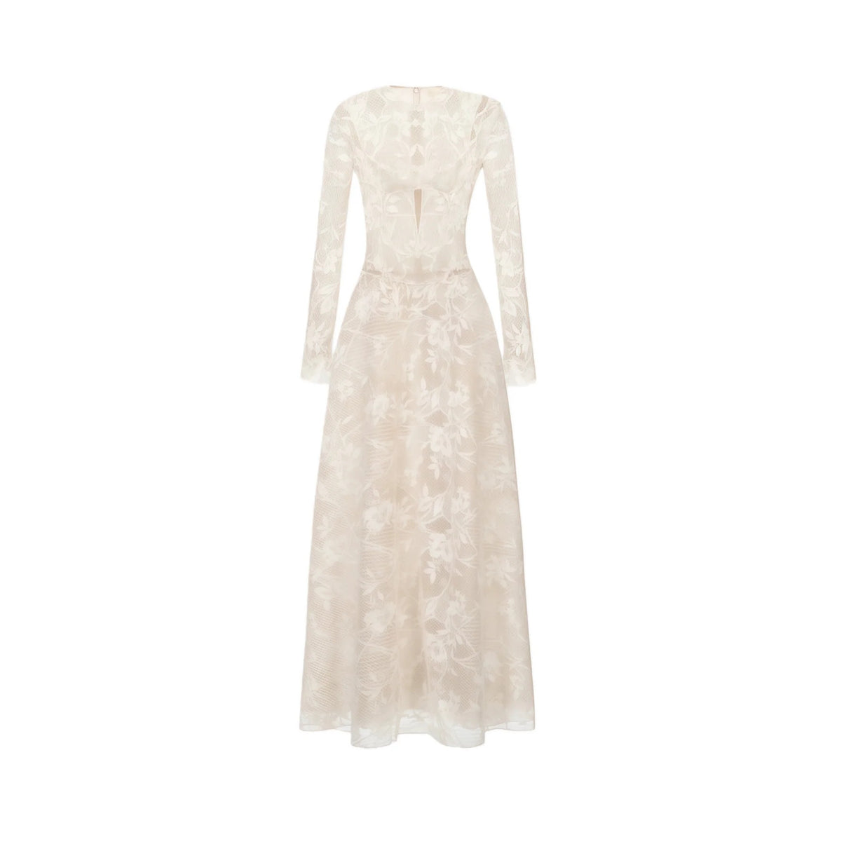 Amber White Long Sleeve Floral Lace Midi Dress