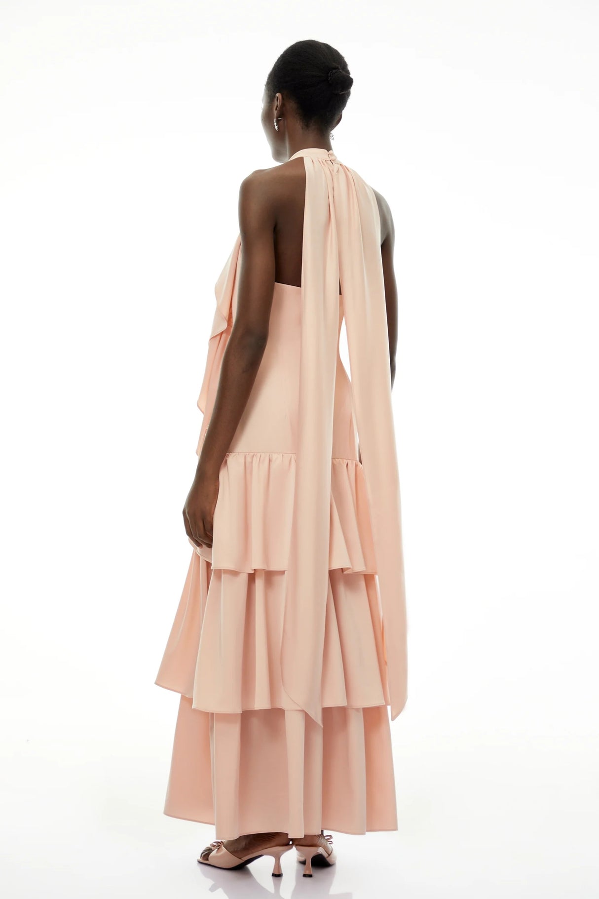 Ambre Pink Ruched Sleeveless Maxi Dress