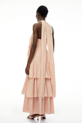Ambre Pink Ruched Sleeveless Maxi Dress