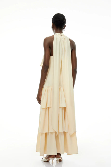 Ambre Yellow Ruched Sleeveless Maxi Dress