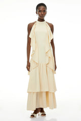 Ambre Yellow Ruched Sleeveless Maxi Dress