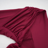 Anastasia Burgundy One Shoulder Gathered Maxi Dress
