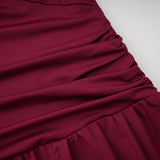 Anastasia Burgundy One Shoulder Gathered Maxi Dress