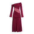 Anastasia Burgundy One Shoulder Gathered Maxi Dress