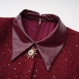 Ancora Red Embellished Tweed Mini Dress
