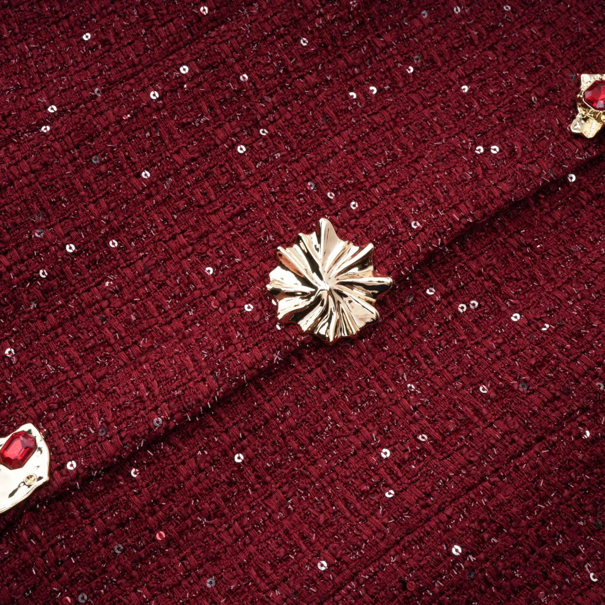 Ancora Red Embellished Tweed Mini Dress