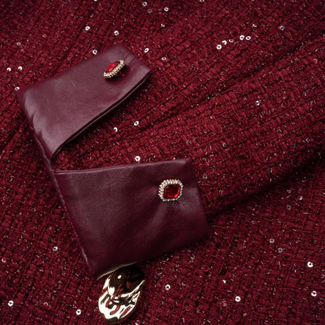 Ancora Red Embellished Tweed Mini Dress
