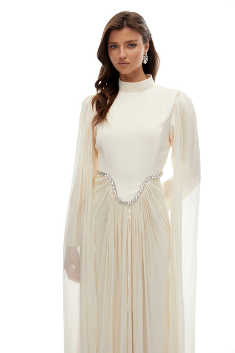 Andrine White Crystal Embellished Maxi Dress