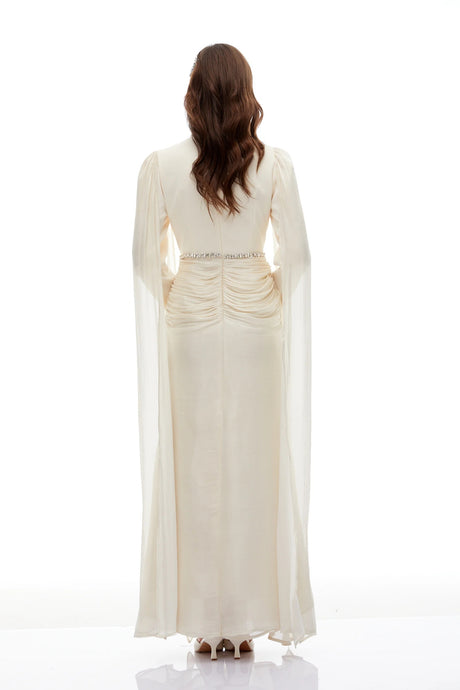 Andrine White Crystal Embellished Maxi Dress