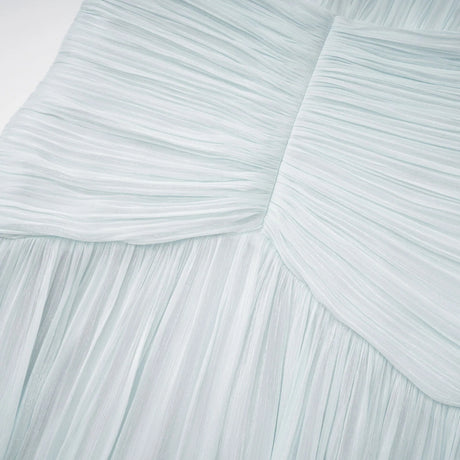 Aneka Green High Neck Glossy Ruched Maxi Dress