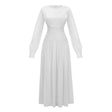 Aneka White High Neck Glossy Ruched Maxi Dress