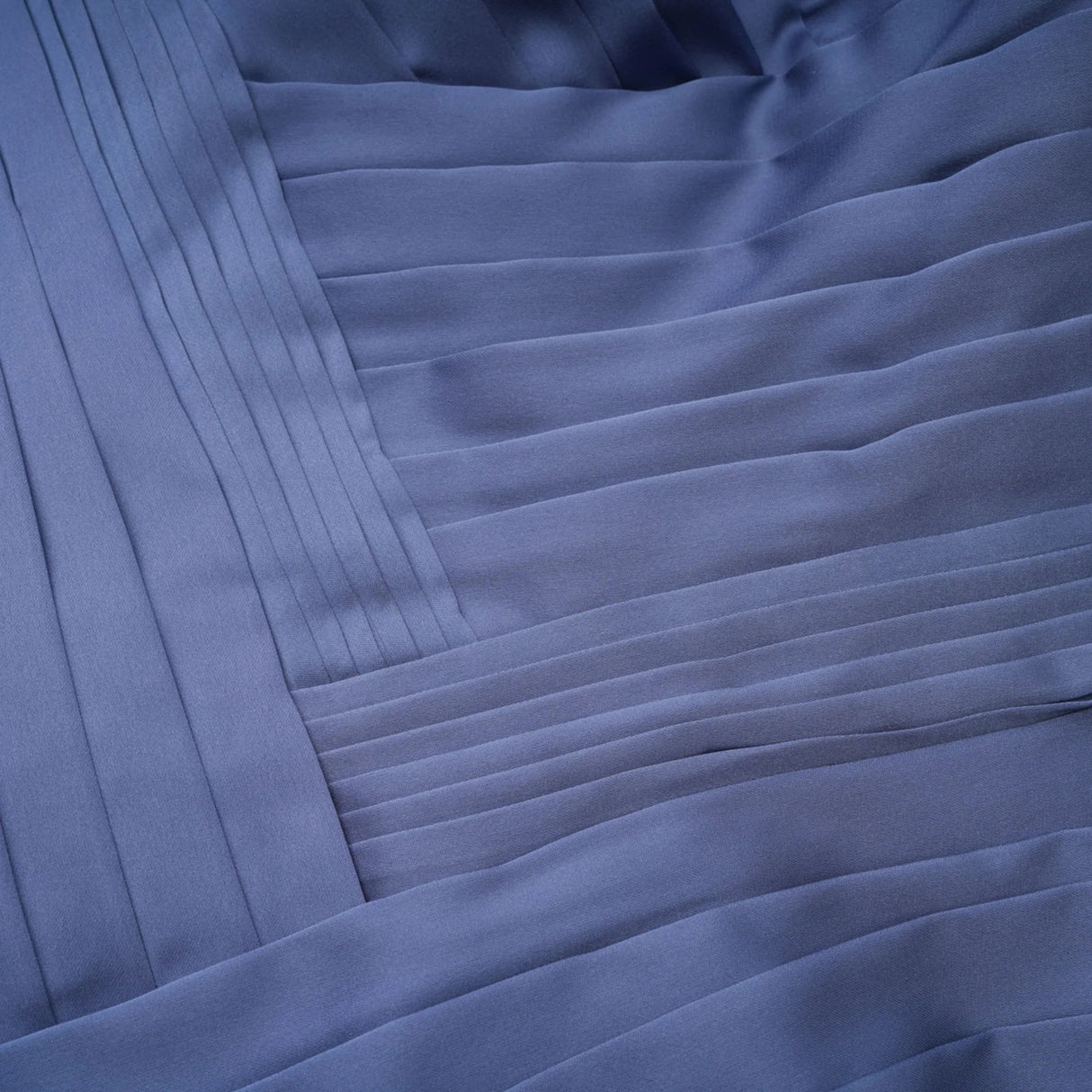 Angelína Blue Diagonal Pleated Gathered Maxi Gown