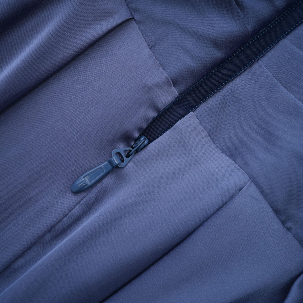 Angelína Blue Diagonal Pleated Gathered Maxi Gown