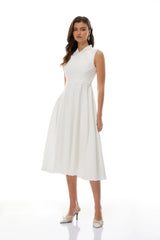 Anja White Layered Midi Dress