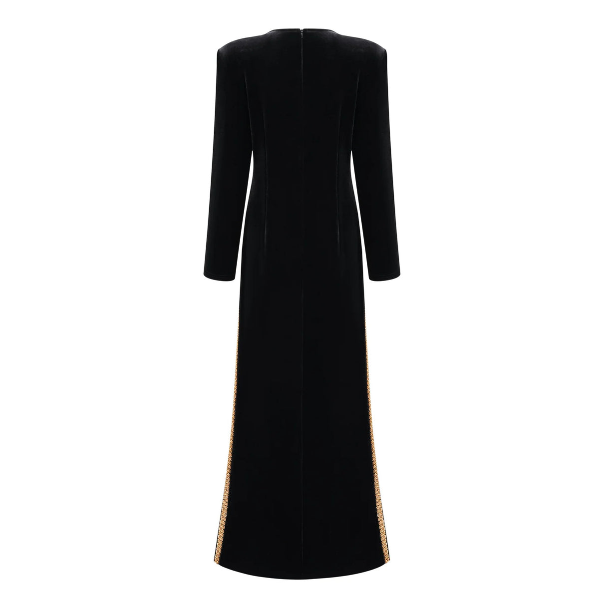 Anna Black Crystal Embellished Front Slit Maxi Dress