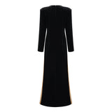 Anna Black Crystal Embellished Front Slit Maxi Dress